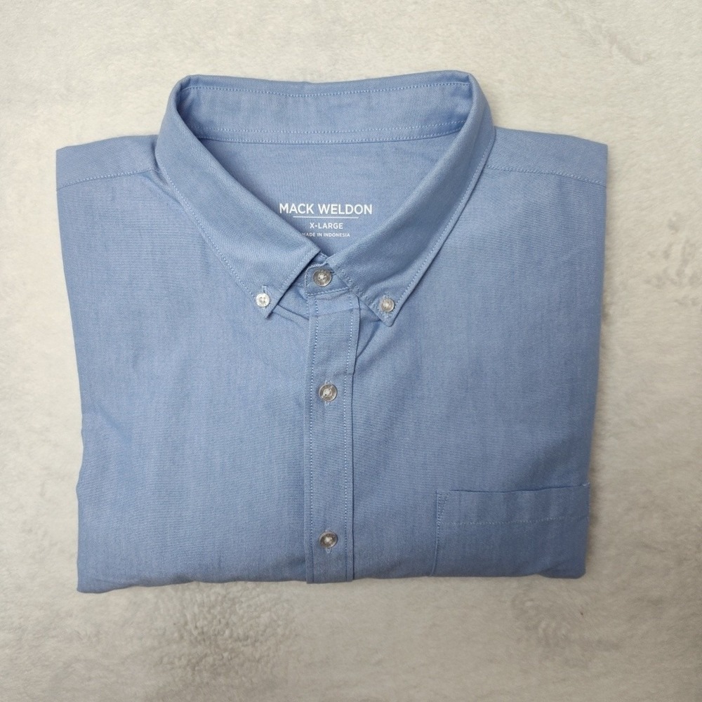 Mack Weldon Shirt Mens XL Blue Solid Long Sleeve Button Up Pocket Casual Work